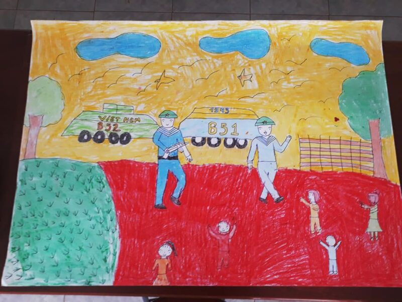 tranh vẽ đề tài 22 12 bằng sáp màu