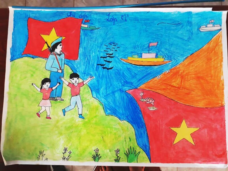 tranh vẽ đề tài 22 12 đẹp, đơn giản nhất