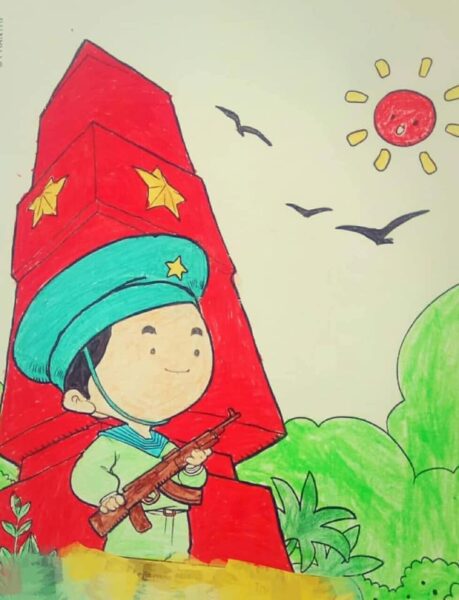 vẽ tranh 22 12 đứng canh cột mốc đất nước