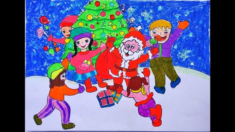 Vẽ tranh Giáng sinh đơn giản mà đẹp lớp 8