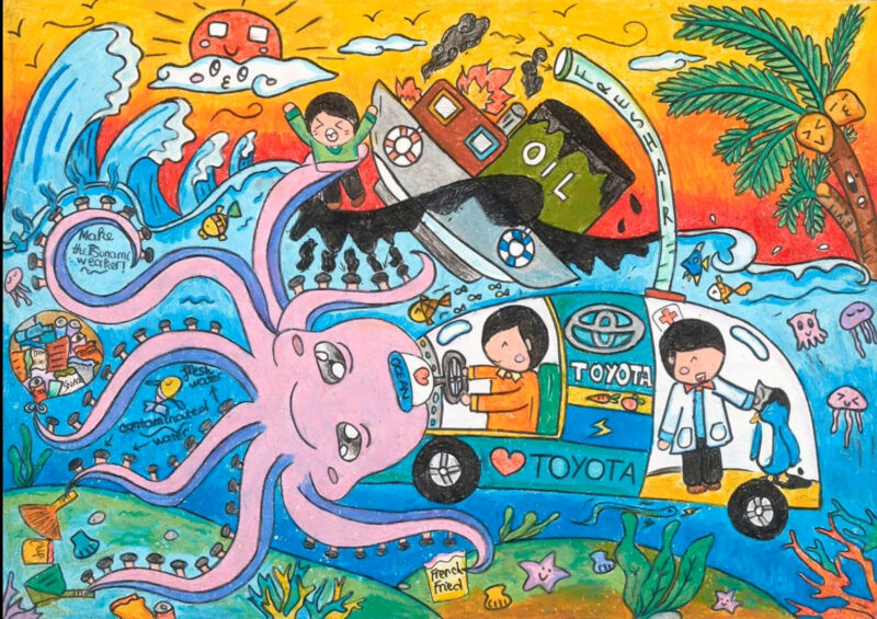 Vẽ tranh ý tưởng trẻ thơ về chiếc xe ô tô hình con mực