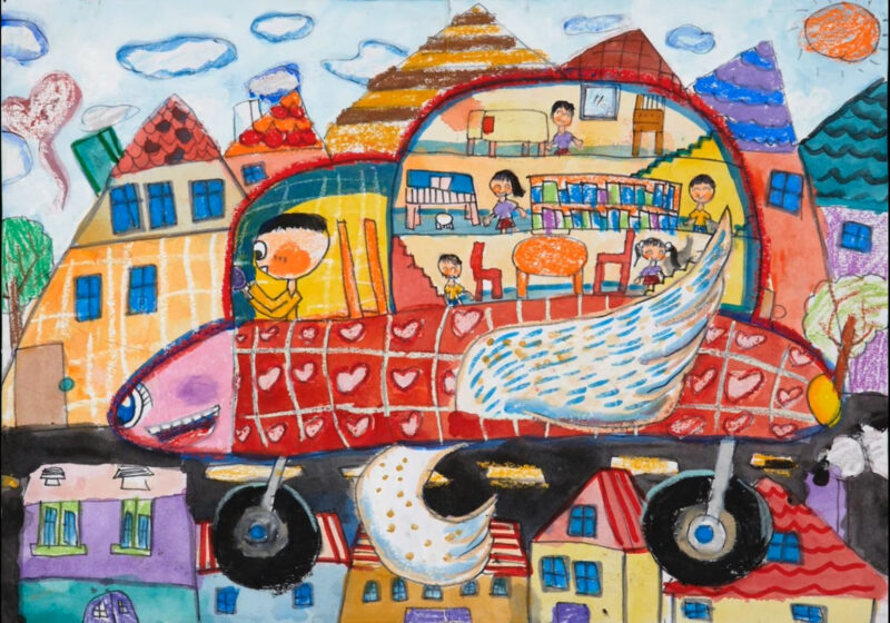 Vẽ tranh ý tưởng trẻ thơ về chiếc xe ô tô mơ ước