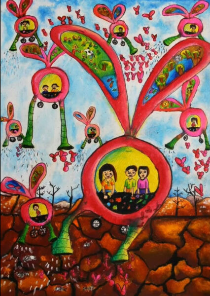 Vẽ tranh ý tưởng trẻ thơ về những chiếc xe ô tô trong tương lai