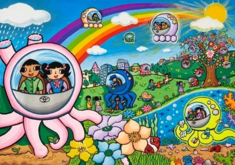 Vẽ tranh ý tưởng trẻ thơ về thế giới tươi đẹp trong tương lai