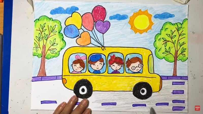 Vẽ tranh ý tưởng trẻ thơ về xe ô tô