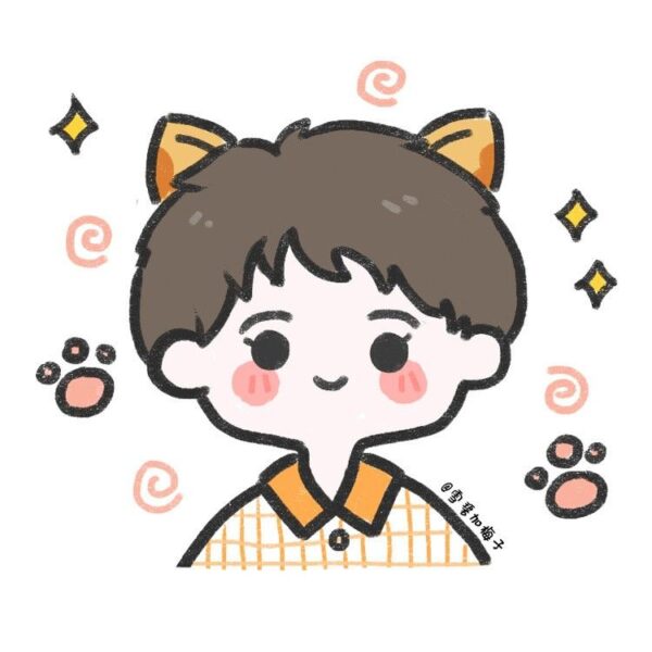 hình avatar dễ thương dễ thương của cậu bé với đôi tai mèo