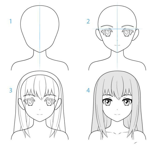Cách vẽ anime cô gái tóc dài