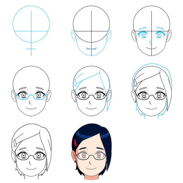 Cách vẽ anime khuôn mặt cô gái dễ thương