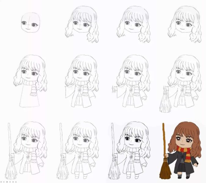 cách vẽ cô gái chibi