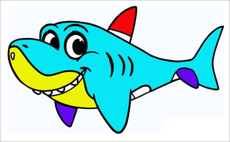 Cách vẽ con cá hoạt hình cá mập