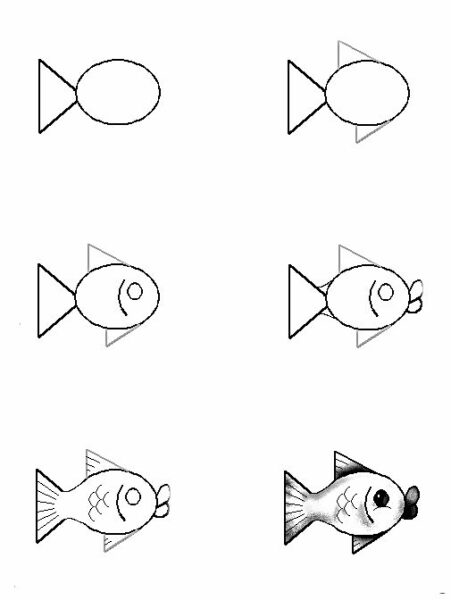 Cách vẽ con cá hoạt hình đơn giản chi tiết nhất