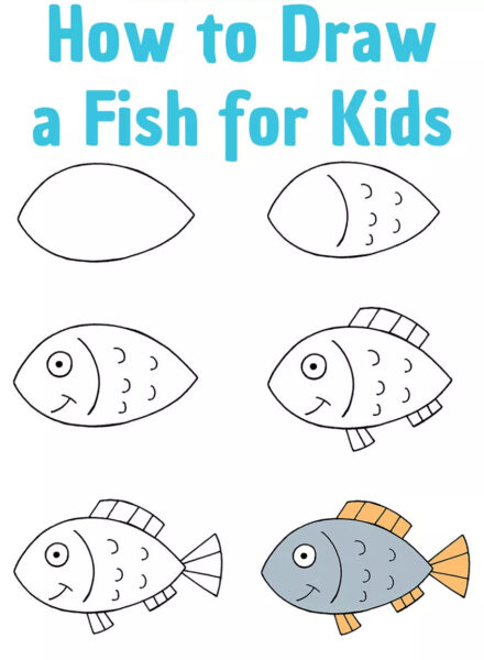 Cách vẽ con cá hoạt hình tròn dễ thương