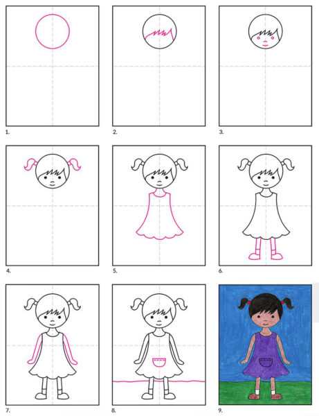 Cách vẽ con người vẽ bé gái