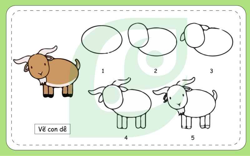 Cách vẽ con vật con dê