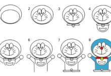 Cách vẽ Doremon đang tập thể dục