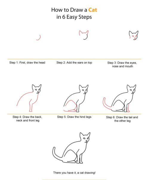 Cách vẽ mèo hướng dẫn bằng tiếng anh
