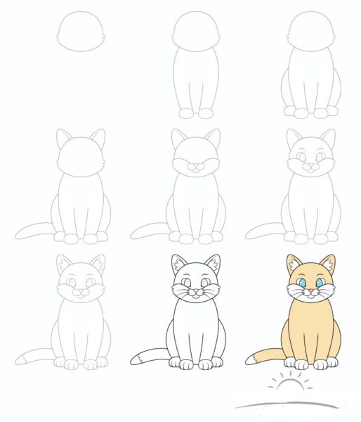 Cách vẽ mèo lông xù