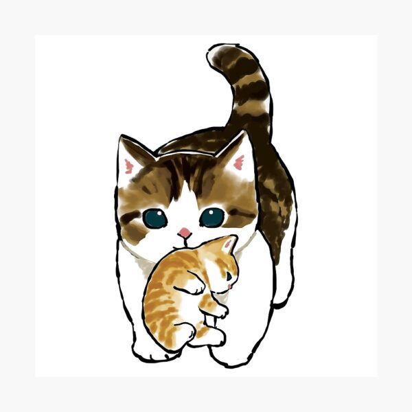 Cách vẽ mèo mẹ đang tha mèo con