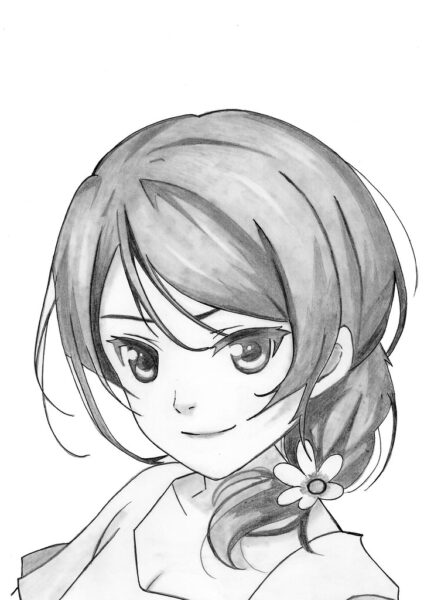 Hình vẽ anime cô nàng có khuôn mặt trái xoan