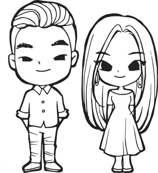 Hình vẽ chibi cặp đôi hạnh phúc