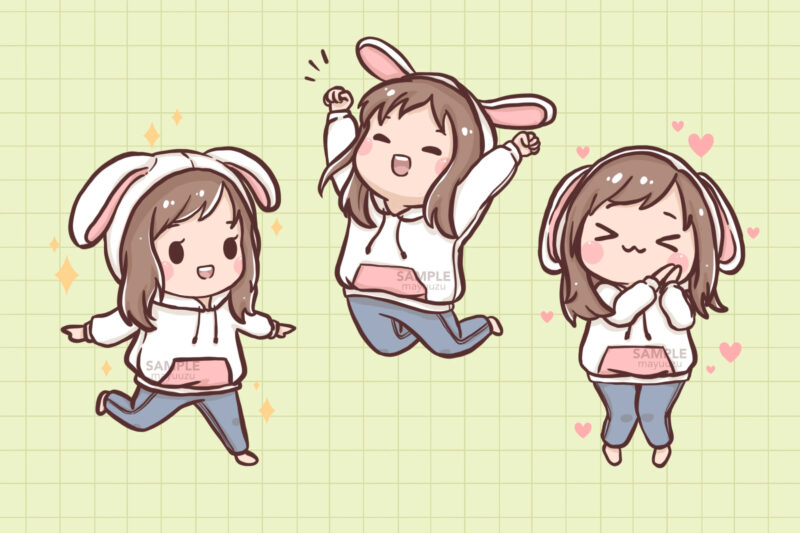 Hình vẽ chibi nhóm bạn thân đang vui chơi