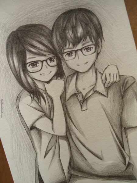 Hình vẽ con người cặp đôi khoác vai nhau