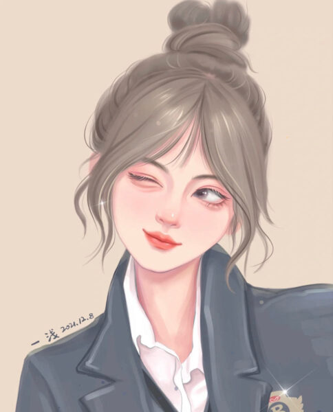 Hình vẽ con người cô gái nháy mắt