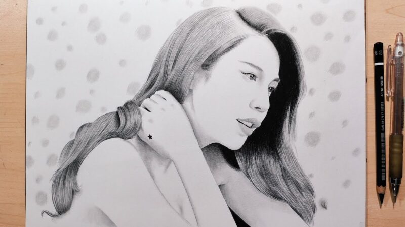 Hình vẽ con người cô gái nhiều suy nghĩ