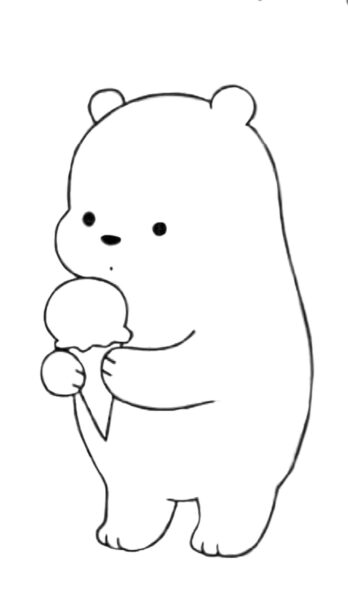 Hình vẽ đơn giản về chú gấu đang ăn kem