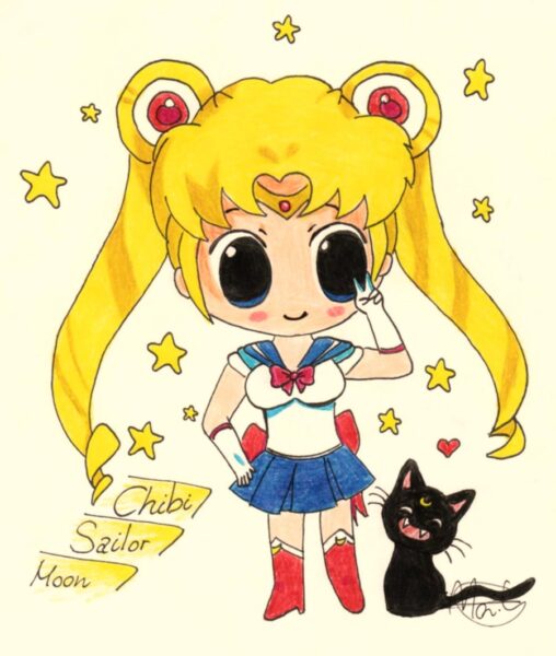 Hình vẽ đơn giản về nhân vật chibi cute hài hước