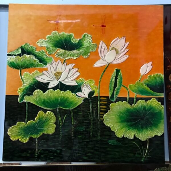 Hình vẽ hoa sen bằng tranh sơn dầu