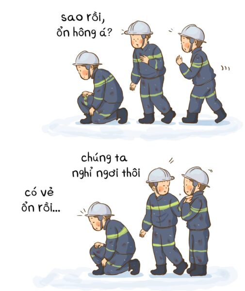 Tranh vẽ phòng chống cháy nổ những người lính cứu hoả anh hùng