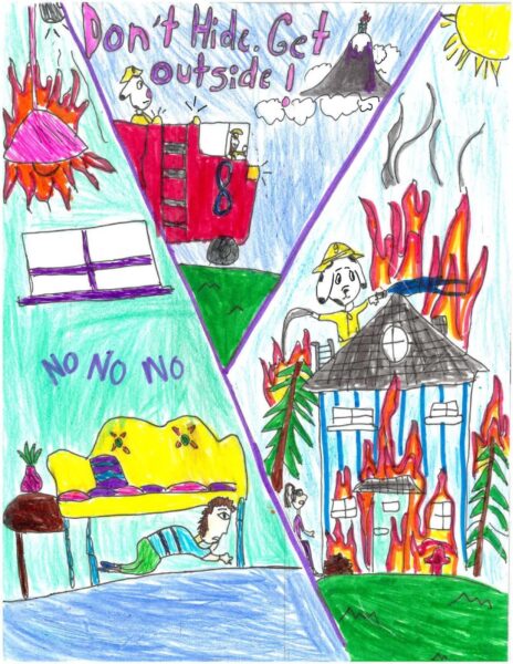 Tranh vẽ tranh phòng chống cháy nổ thoát nhanh khỏi đám cháy