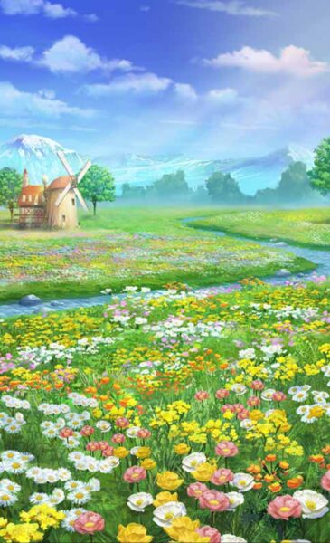 tranh vườn hoa anime