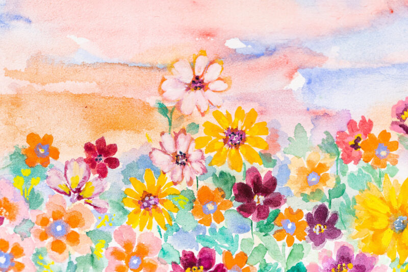 tranh vườn hoa dại xinh nhất