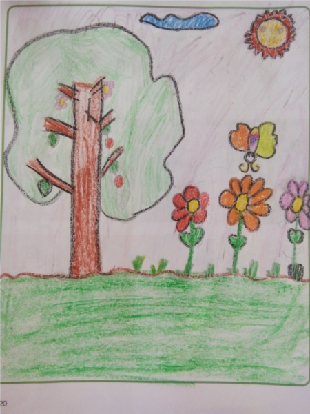 tranh vườn hoa lớp 1, 3