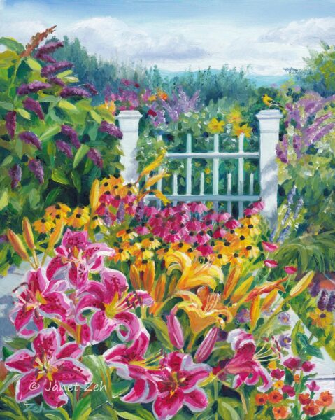 tranh vườn hoa ly