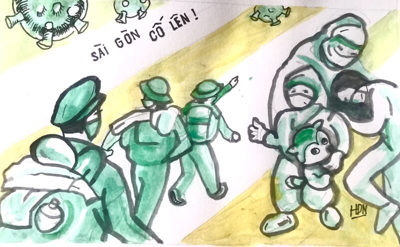 Vẽ tranh cổ động cùng chống dịch