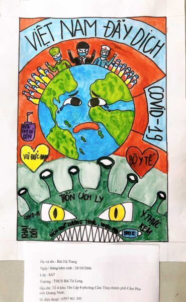 Vẽ tranh cổ động lớp 8 đẩy lùi dịch bệnh