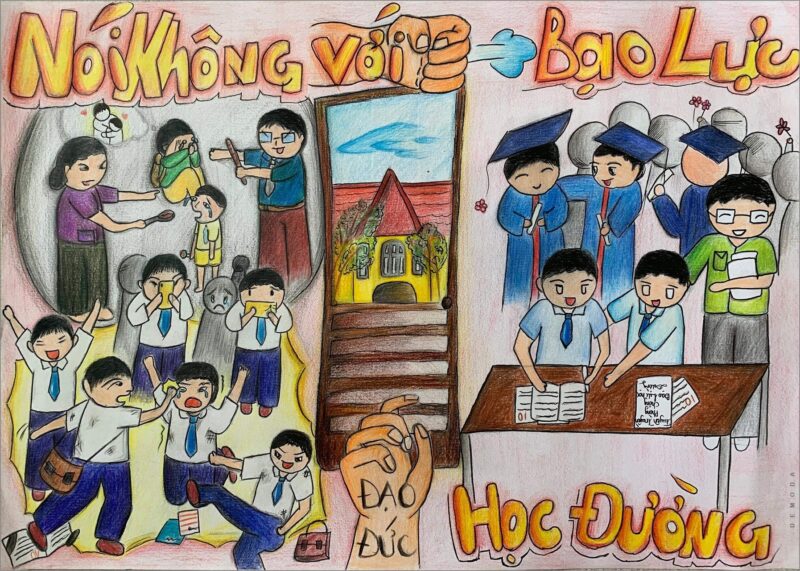 Vẽ tranh cổ động phòng chống bạo lực học đường