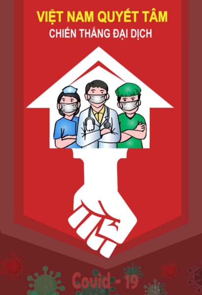 Vẽ tranh cổ động quyết tâm chiến thắng đại dịch