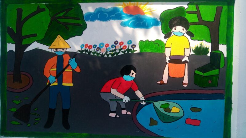 Vẽ tranh phòng chống cháy nổ vớt rác bảo vệ môi trường