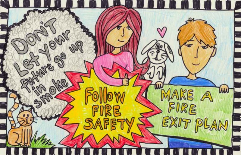 Vẽ tranh phòng hiểm họa cháy nổ đón tết mới an vui bình tĩnh xử lý khi gặp hoả hoạn