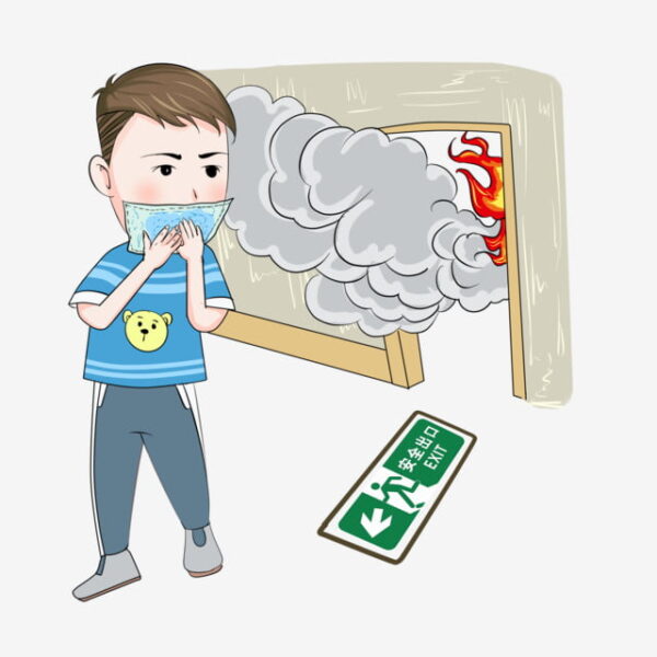 Vẽ tranh phòng hiểm họa cháy nổ đón tết mới an vui bịt khẩu trang và chạy nhanh rời khỏi đám cháy