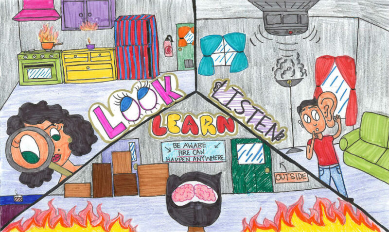 Vẽ tranh phòng hiểm họa cháy nổ đón tết mới an vui tập trung để xử lý khi gặp hoả hoạn