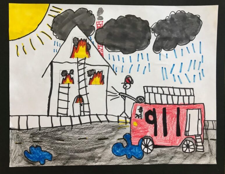 Vẽ tranh phòng hiểm họa cháy nổ đón tết mới an vui tranh vẽ của bé