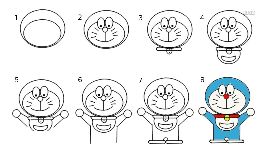 Cách vẽ Doremon đang tập thể dục