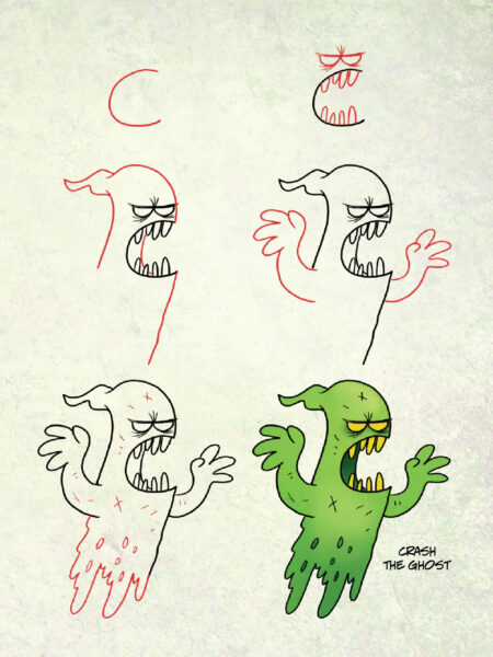 Cách vẽ ma hoạt hình nhe nanh ghê gớm