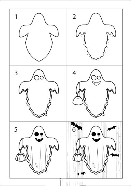 Cách vẽ ma hoạt hình và con dơi