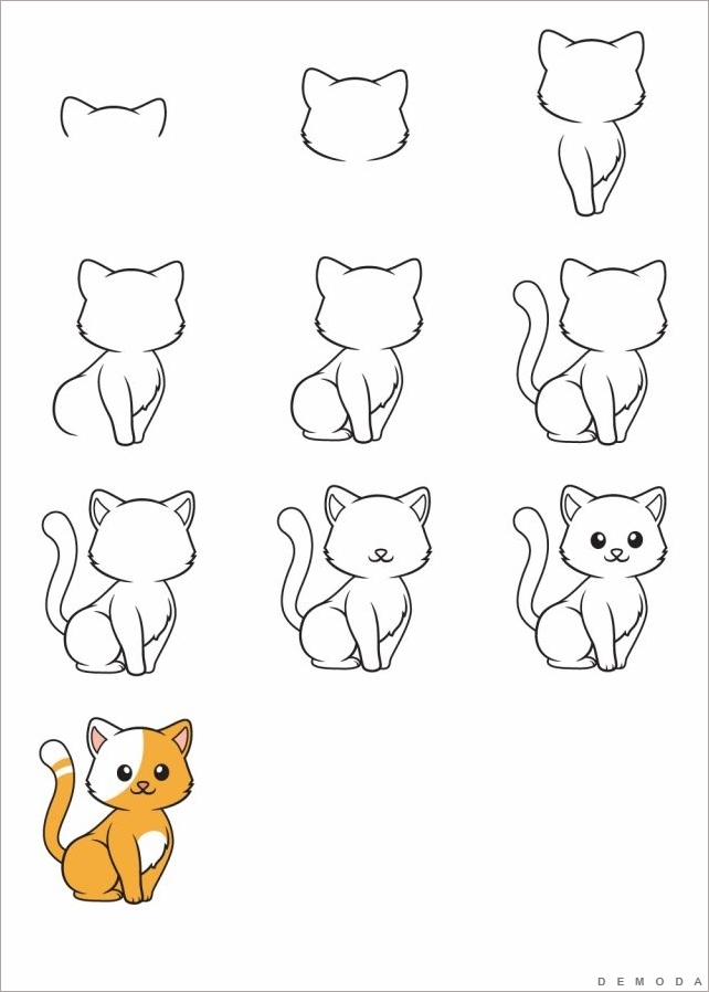 Cách Vẽ Mèo, Hình Vẽ Mèo Dễ Thương, Đơn Giản Cho Lớp 2